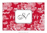 Chinoiserie Red Personalized Recipe Box & Cards