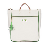 Canvas Tote Piped in Green