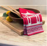 Pagoda Tea Towel Crimnson