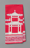Pagoda Tea Towel Crimnson