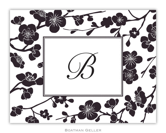 Blossom Black  Foldover Notecard
