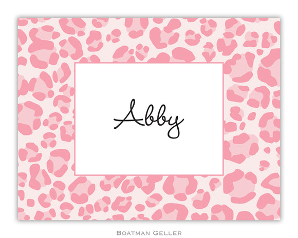Leopard Pink  Foldover Notecard