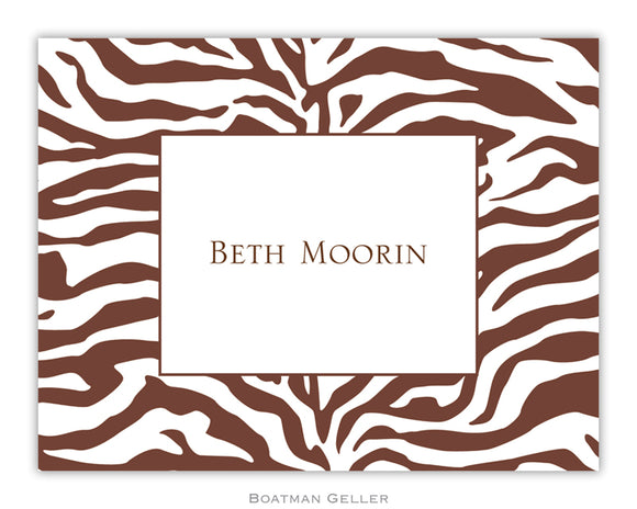Zebra Brown  Foldover Notecard