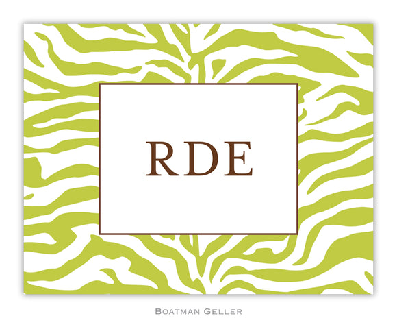 Zebra Green  Foldover Notecard