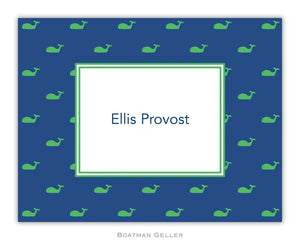 Whale Blue  Foldover Notecard