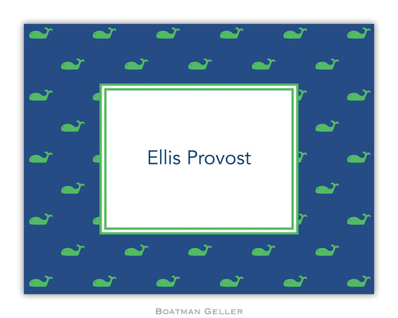 Whale Blue  Foldover Notecard
