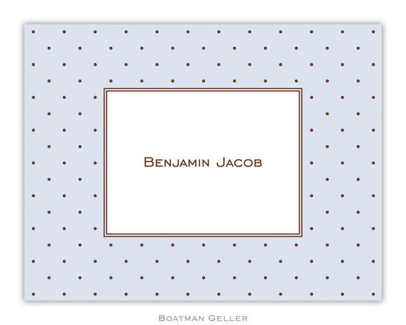 Dot Blue with Brown Foldover Notecard