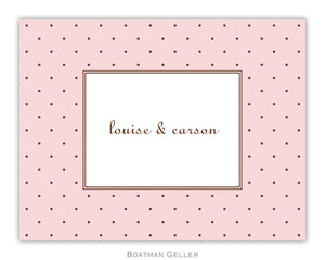 Dot Pink with Brown  Foldover Notecard
