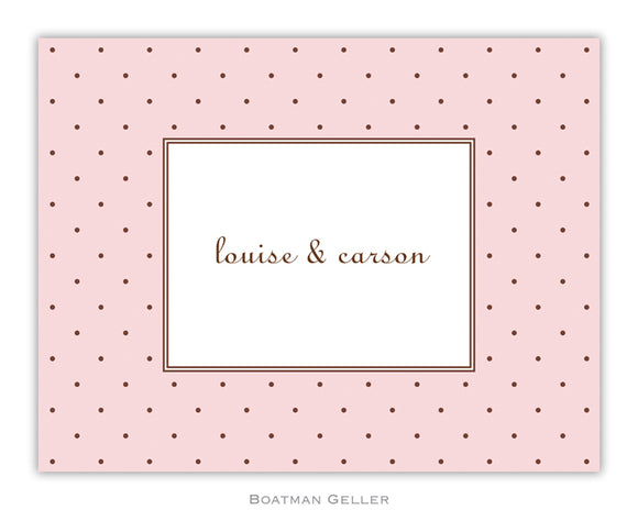 Dot Pink with Brown  Foldover Notecard