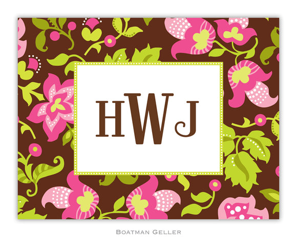 Floral Brown  Foldover Notecard