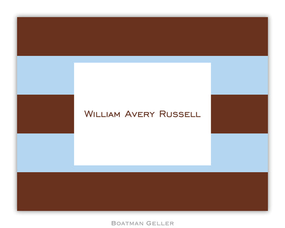 Rugby Blue & Brown  Foldover Notecard