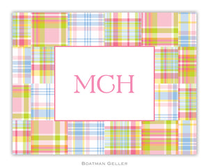 Madras Patch Pink   Foldover Notecard