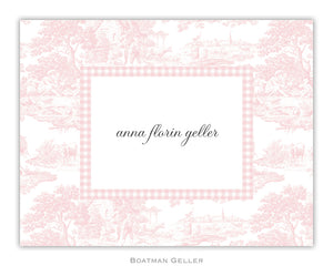 Toile Pink  Foldover Notecard