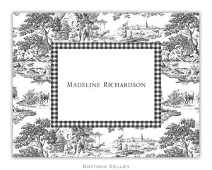 Toile Black with Check Foldover Notecard