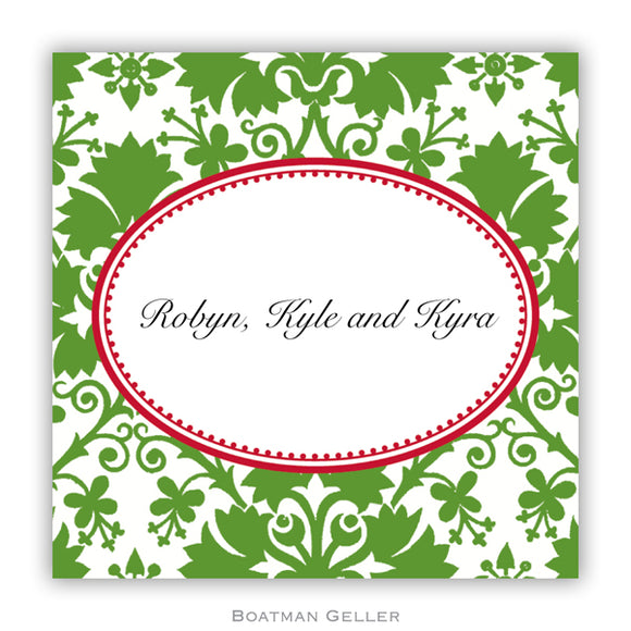 Damask Green  Personalized Stickers