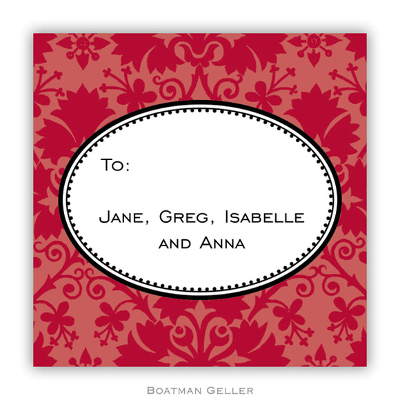 Damask Red  Personalized Stickers