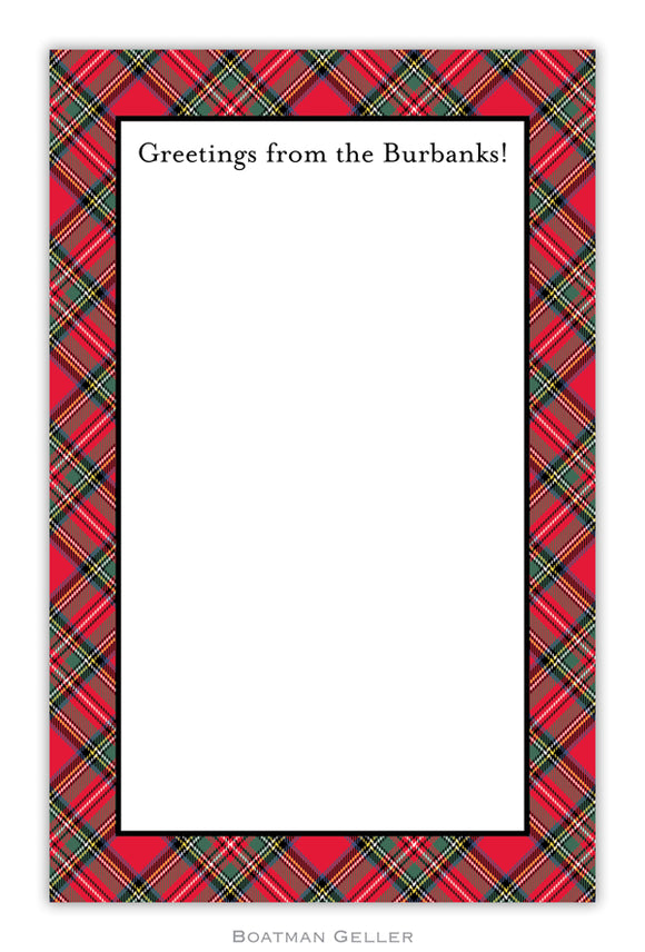 Plaid Red Personalized Holiday Notepad