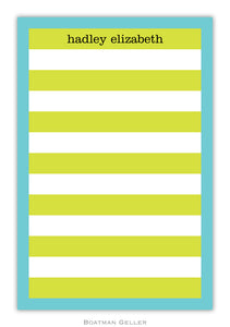 Rugby Stripe Lime/Blue Border Notepad