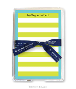 Rugby Stripe Lime/Blue Border Acrylic