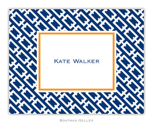 Chain Link Navy Foldover Notecard