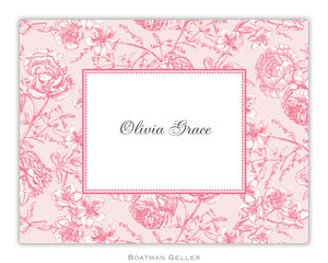 Floral Toile Pink Foldover Notecard