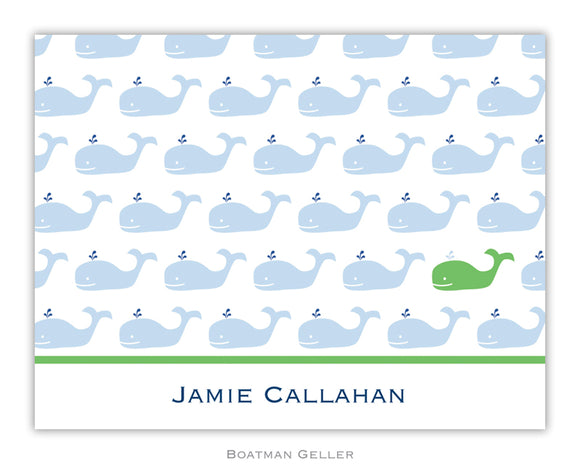 Whale Blue Repeat Foldover Notecard