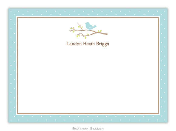 Bird on Branch Blue Flat Card