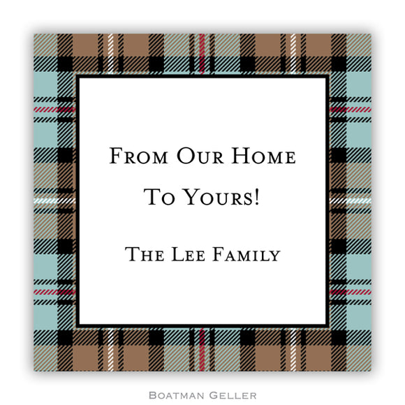 Kelso Plaid Mocha Personalized Stickers