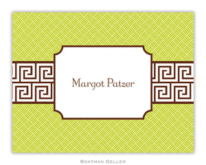 Greek Key Band Brown Foldover Notecard