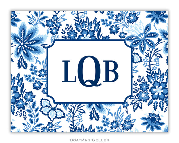 Classic Floral Blue Foldover Notecard