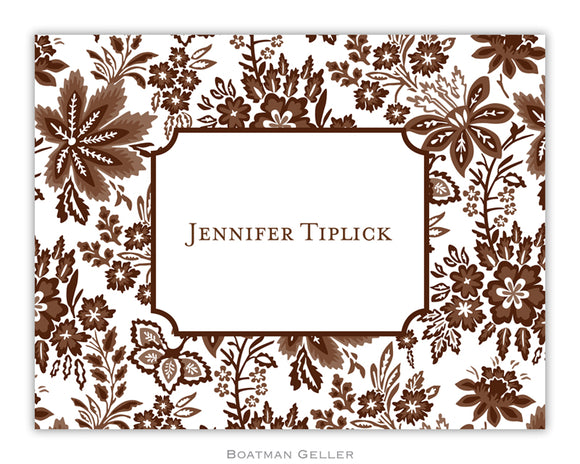 Willow Floral Brown Foldover Notecard