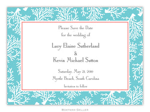 Coral Repeat Teal Flat Card