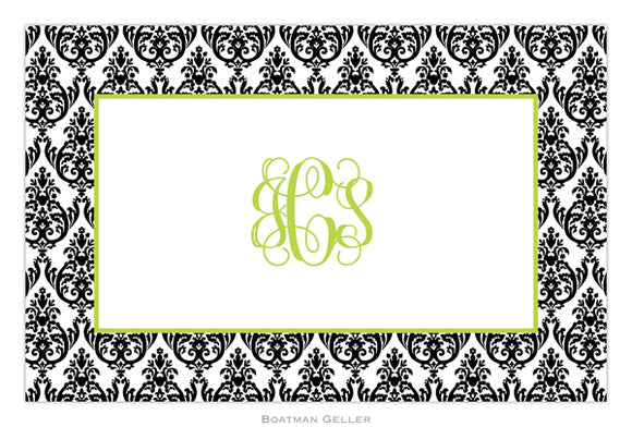 Madison Damask White with Black Placemat