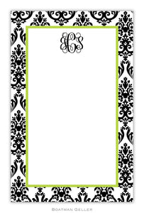 Madison Damask White with Black Personalized Holiday Notepad