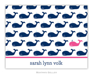 Whale Navy Repeat Foldover Notecard