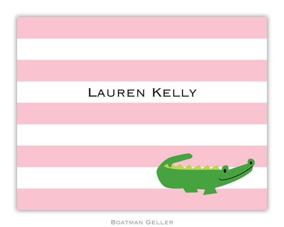 Alligator Stripe Pink Foldover Notecard