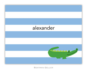 Alligator Stripe Blue Foldover Notecard