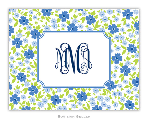 Emma Floral Periwinkle Foldover Notecard