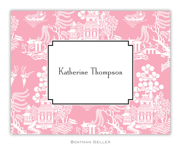 Chinoiserie Pink Foldover Notecard