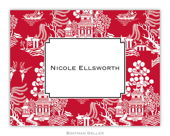 Chinoiserie Red Foldover Notecard