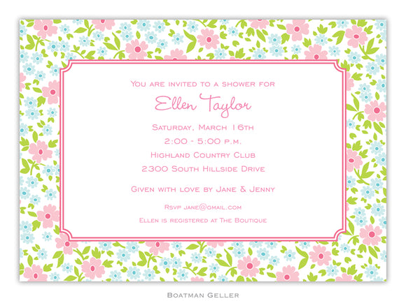 Emma Floral Pink Flat Card