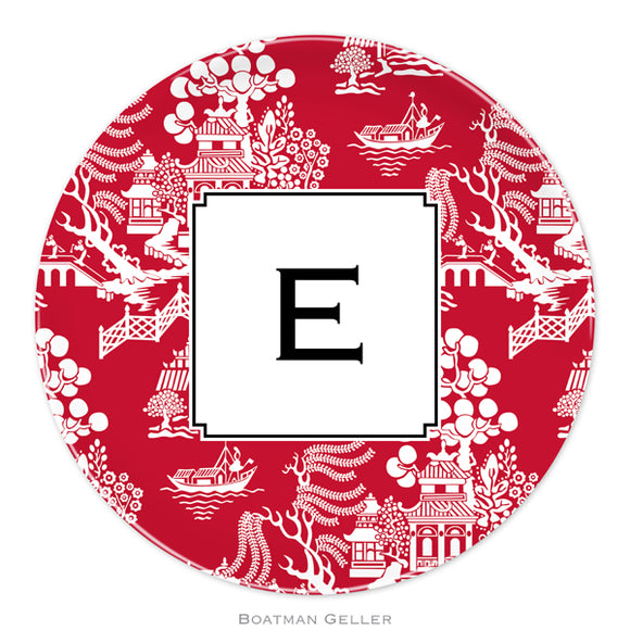 Chinoiserie Red Personalized Plate
