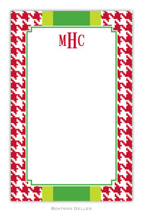 Alex Houndstooth Red Personalized Holiday Notepad