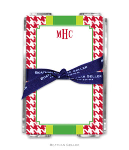 Alex Houndstooth Red Personalized Holiday Notesheets with Acrylic