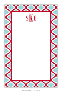 Kate Red & Teal Personalized Holiday Notepad