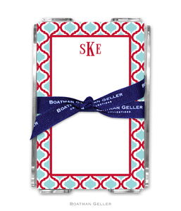 Kate Red & Teal Personalized Holiday Notesheets with Acrylic
