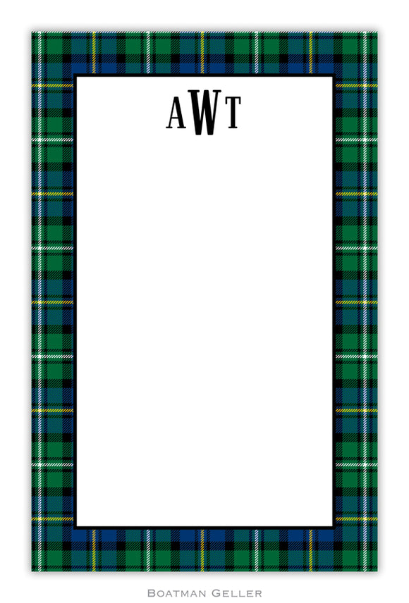 Black Watch Plaid Personalized Holiday Notepad
