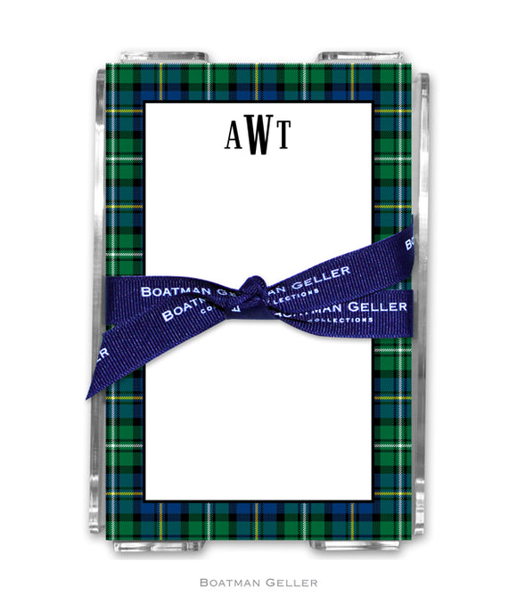 Black Watch Plaid Personalized Holiday Notesheets with Acrylic