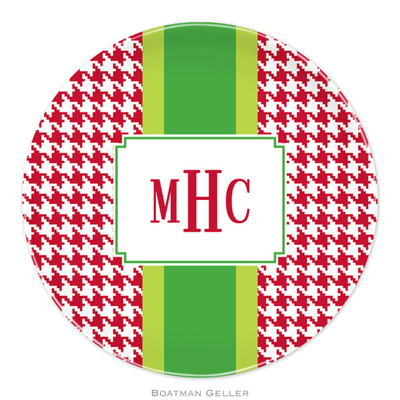Alex Houndstooth Red Personalized Plate