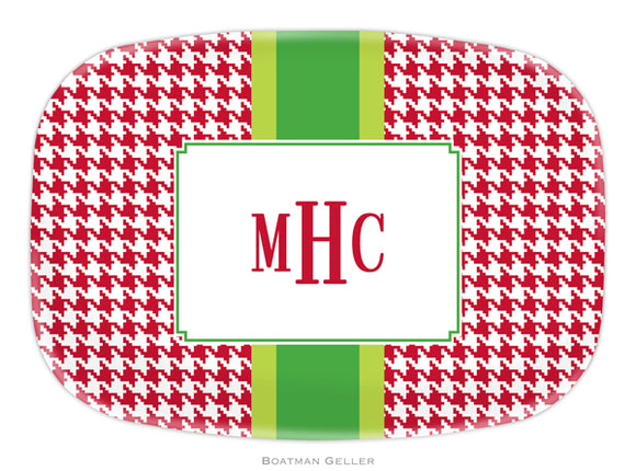 Alex Houndstooth Red Personalized Platter